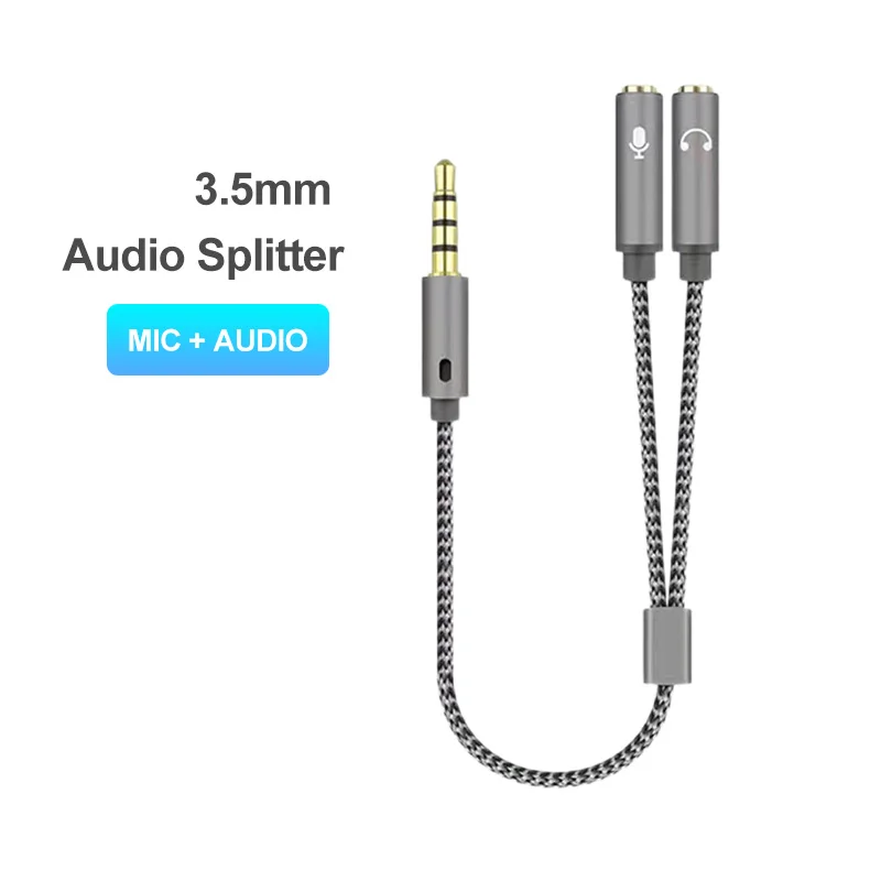 Earphone Splitter Jack - Divisor de Áudio para Headset 3.5mm,