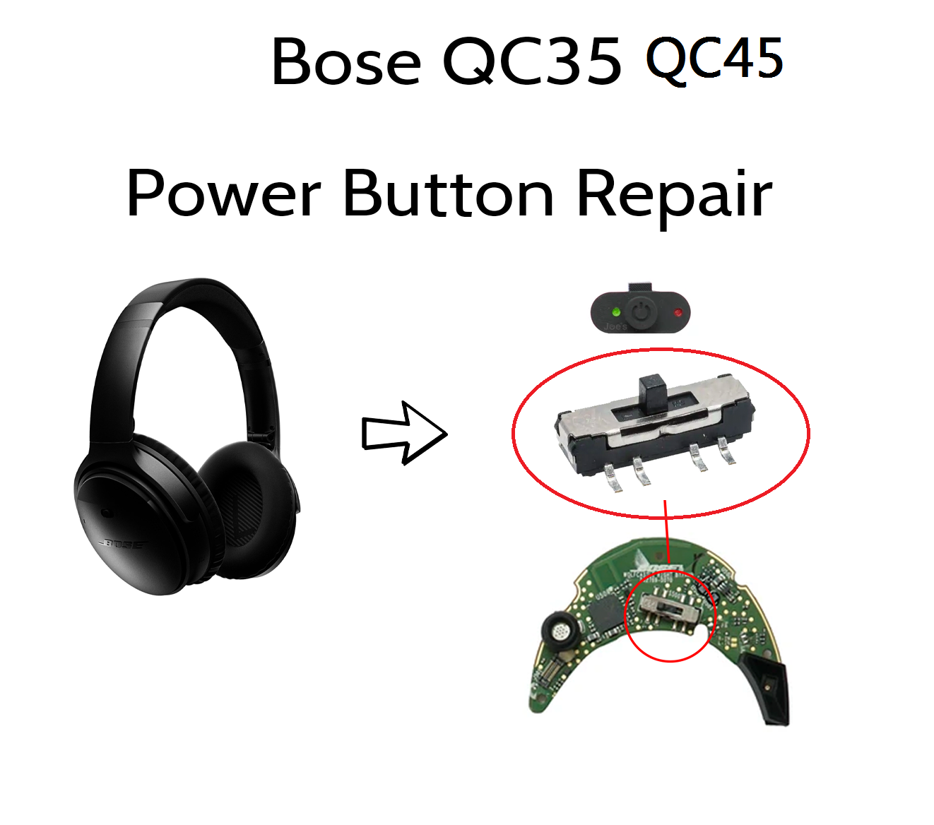 Bose Headphone Qc45 - Botão de ligar e desligar e